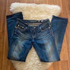 Miss Me Women’s Bootcut Denim Blue Jeans Studded Silver Stitching EUC Sz 30
